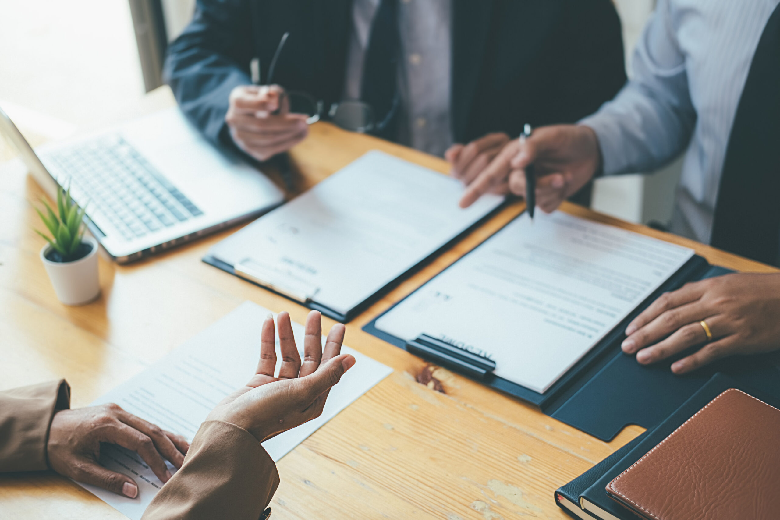 attractive young business woman in a job interview with a corpor